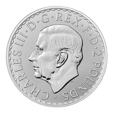 A picture of a Pièce d’argent Britannia de 1 oz à l’effigie du roi Charles (2023)